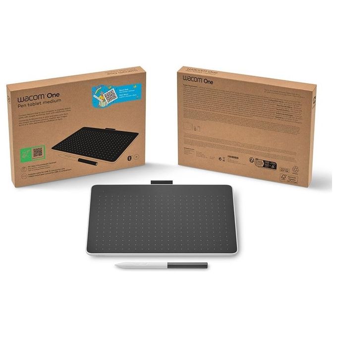 Wacom CTC4110WLW1B One S Tavoletta Grafica Small USB Bluetooth 4096 livelli di pressione 152x95 mm colore Grigio Bianco