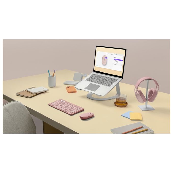 Logitech 910-007014 Pebble 2 M350s Mouse Wireless Bluetooth Ottico 4000 DPI Silenzioso Ambidestro colore Rosa