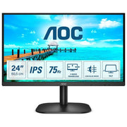 AOC 24B2XDA Monitor PC 23.8'' IPS Full HD 1920x1080 75Hz 4ms FlickerFree LowBlue HDMI DVI VGA colore Nero