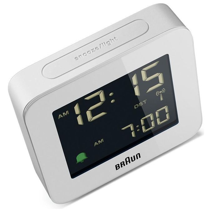 Braun BC09-DCF Sveglia Digitale Radiocontrollata DCF Display LCD Funzione Snooze Allarme Crescendo colore Bianco