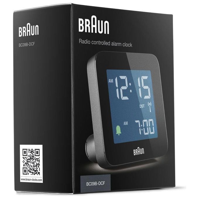 Braun BC09-DCF Sveglia Radiocontrollata Digitale LCD Segnale Radio DCF77 Funzione Snooze colore Nero
