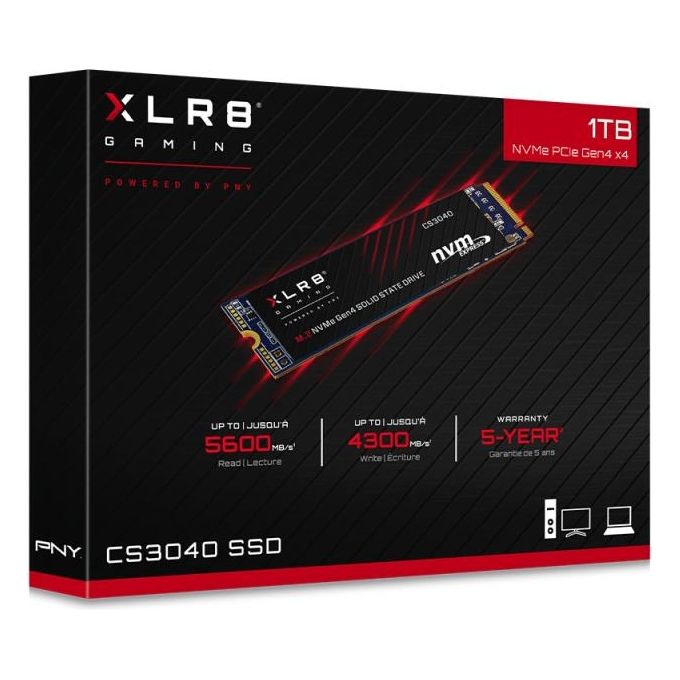 PNY M280CS3040-1TB-RB XLR8 CS3040 SSD M.2 NVMe Gen4 1 TB 5600 MB-s 4300 MB-s colore Nero