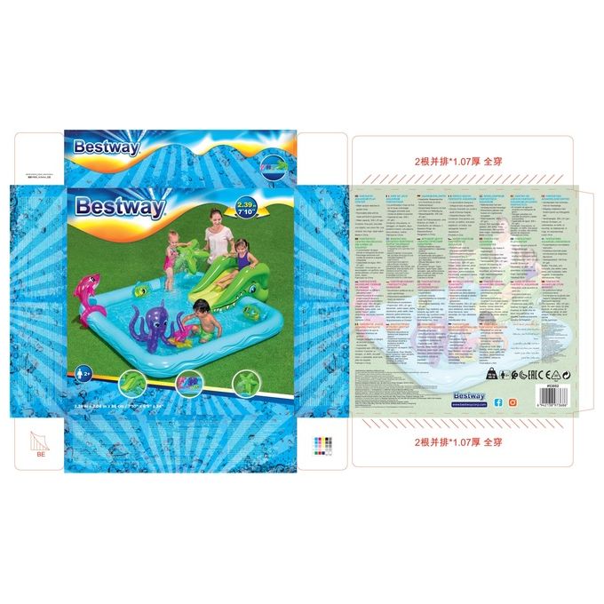Bestway 53052 Acquario Fantastico Centro Giochi Gonfiabile 239x206x86 cm Scivolo Spruzzatore 308 L colore Multicolore