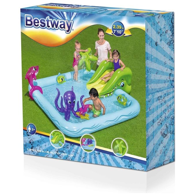 Bestway 53052 Acquario Fantastico Centro Giochi Gonfiabile 239x206x86 cm Scivolo Spruzzatore 308 L colore Multicolore