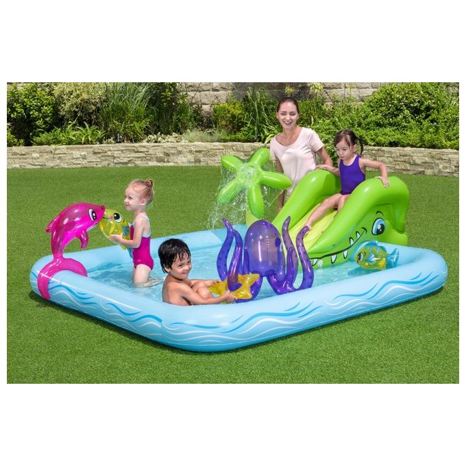 Bestway 53052 Acquario Fantastico Centro Giochi Gonfiabile 239x206x86 cm Scivolo Spruzzatore 308 L colore Multicolore