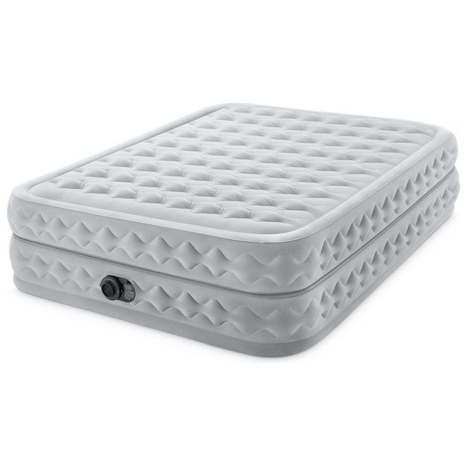 Intex 64490ND Dura-Beam Supreme Air-Flow Materasso Gonfiabile Matrimoniale Fiber-Tech Pompa Elettrica Integrata 152x203x51 cm 272 Kg colore Bianco