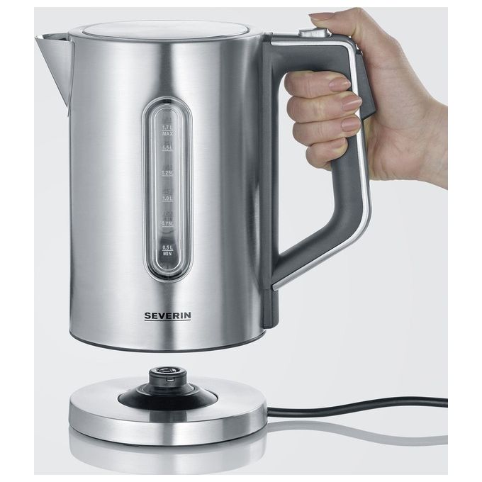 Severin 3418 WK 3418 Bollitore elettrico 1,7 L 3000 W Termostato regolabile Acciaio inossidabile spazzolato-Nero