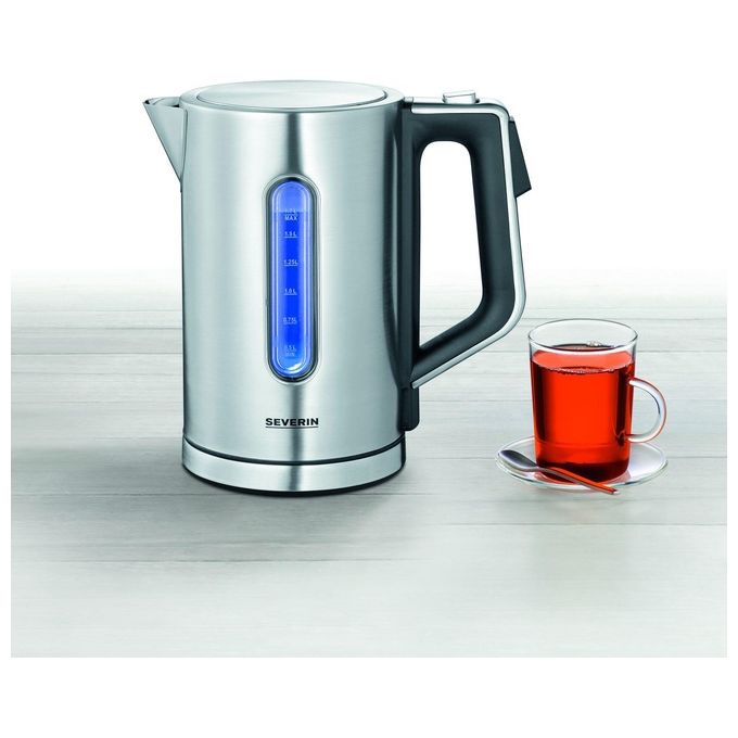 Severin 3418 WK 3418 Bollitore elettrico 1,7 L 3000 W Termostato regolabile Acciaio inossidabile spazzolato-Nero