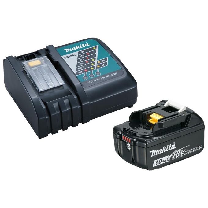 Makita 191A24-4 Kit Energia Batteria BL1830 LXT 18V 3.0Ah Li-ion e Caricabatterie Rapido DC18RC colore Nero Blu