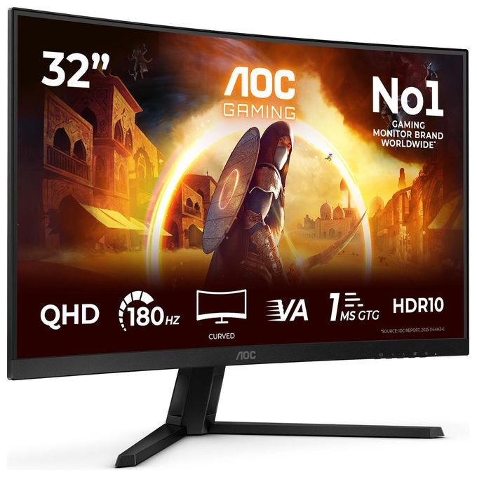 AOC CQ32G4VEAD G4 Monitor PC 31.5'' QHD 2560x1440 180Hz Fast VA HDR10 colore Nero Grigio