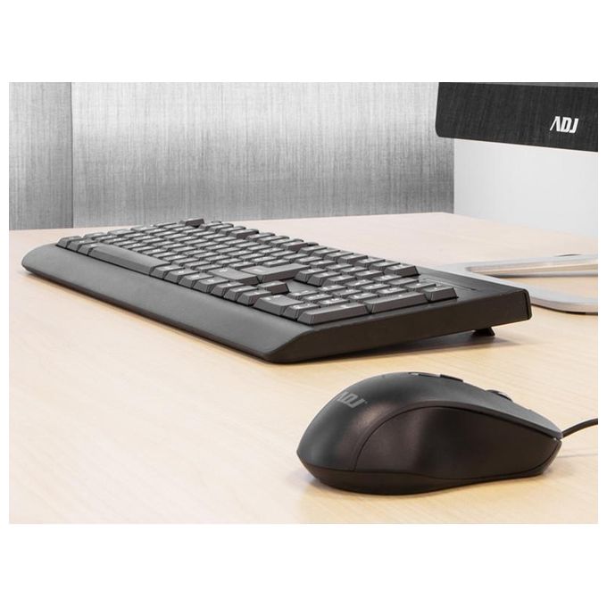 Adj KIT_ Desktop KT108 Pure Evo Tastiera e Mouse con Filo 6D Ergonomico Nero
