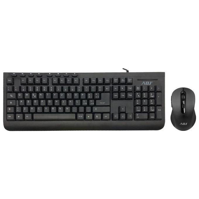 Adj KIT_ Desktop KT108 Pure Evo Tastiera e Mouse con Filo 6D Ergonomico Nero