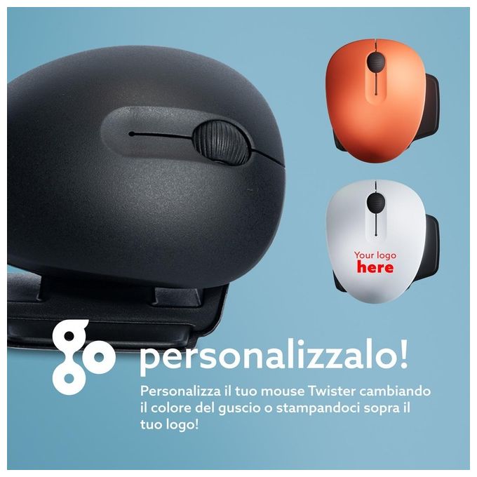 R-Go Tools RGOTWBMWLBL Mouse ergonomico R-Go Twister Ambidestro Pieghevole Bluetooth e USB 2400 DPI con Software di Pausa colore Nero