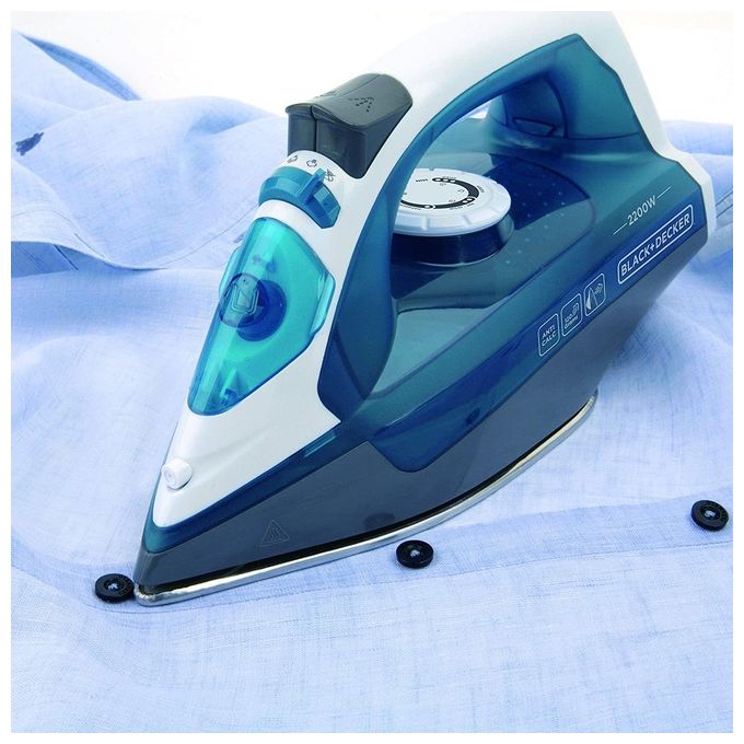 Black+Decker BXIR2200E Ferro da Stiro a Vapore 2200W 280ml Piastra in Acciaio