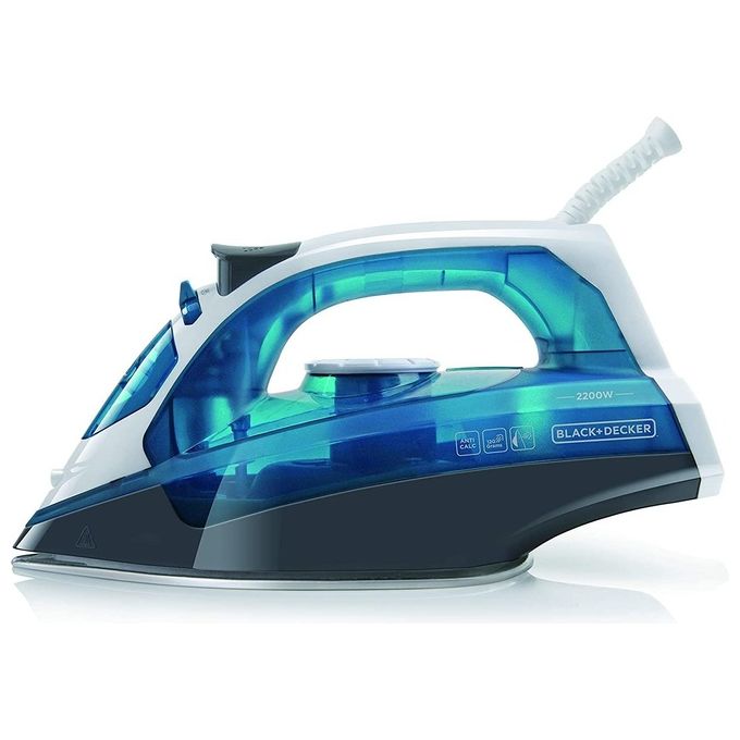 Black+Decker BXIR2200E Ferro da Stiro a Vapore 2200W 280ml Piastra in Acciaio