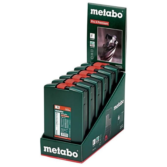 Metabo 626245000 Serie di punte SDS-Plus Pro 4 Premium 7 pezzi custodia in plastica resistente colore Nero