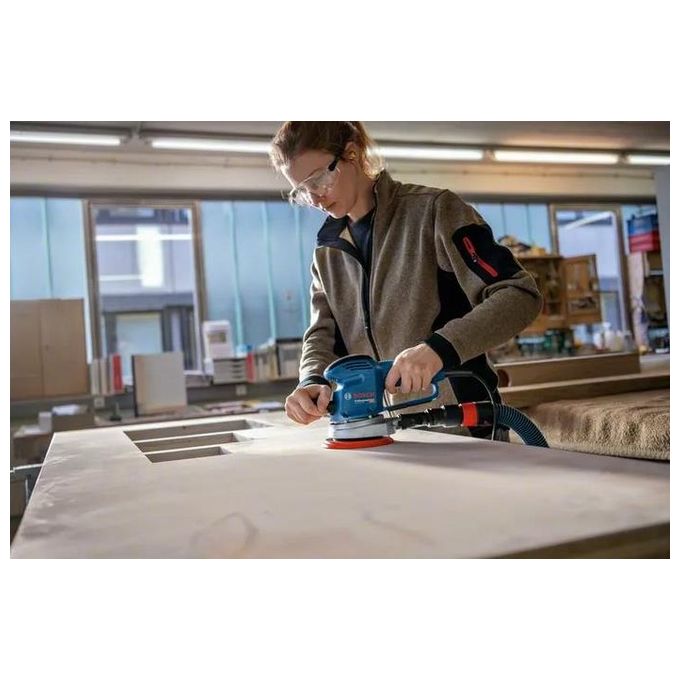 Bosch Professional 0601372800 GEX 34-150 Levigatrice rotoorbitale 150 mm con aspirazione polvere Click and Clean e preselezione velocita' colore Nero