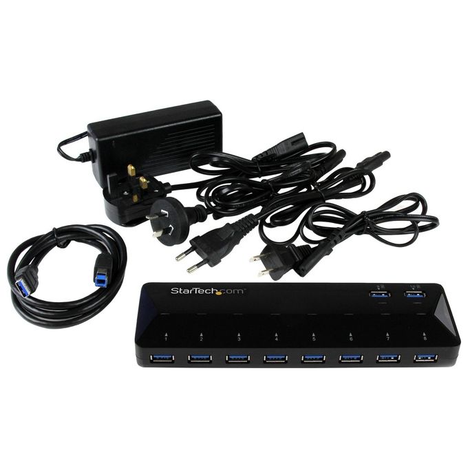StarTech.com ST103008U2C Hub USB 3.0 a 10 Porte con 2 Porte di Ricarica da 1,5 A Velocita' fino a 5 Gbps colore Nero