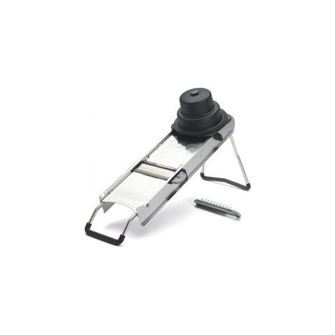 De Buyer 2014.00 La Mandoline Access Mandolina in Acciaio Inox doppia lama liscia e ondulata regolabile ultrafine 10 mm colore Inox
