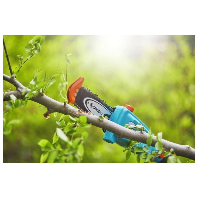 Gardena 14770-55 TCS 20-18V P4A Potatore Telescopico a Batteria Lama 20 cm Spessore Taglio 5 cm Testa Inclinabile Manico Telescopico colore Nero Blu Arancione