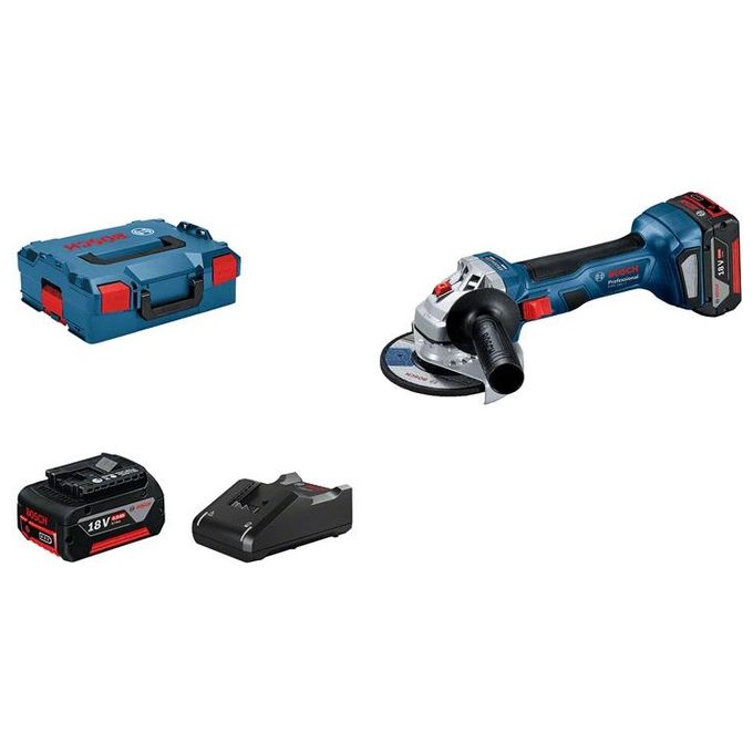 Bosch PROFESSIONAL 06019H9005 GWS 18V-7 Smerigliatrice angolare a batteria 18 V motore brushless 125 mm 11000 giri-min 2 batterie 4,0 Ah colore Nero