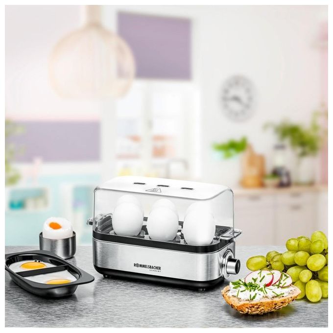 Rommelsbacher ER600 Cuociuova 6 Uova 400W Timer Elettronico Segnale Acustico Protezione Surriscaldamento colore Nero
