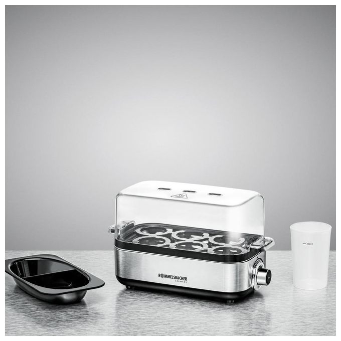 Rommelsbacher ER600 Cuociuova 6 Uova 400W Timer Elettronico Segnale Acustico Protezione Surriscaldamento colore Nero