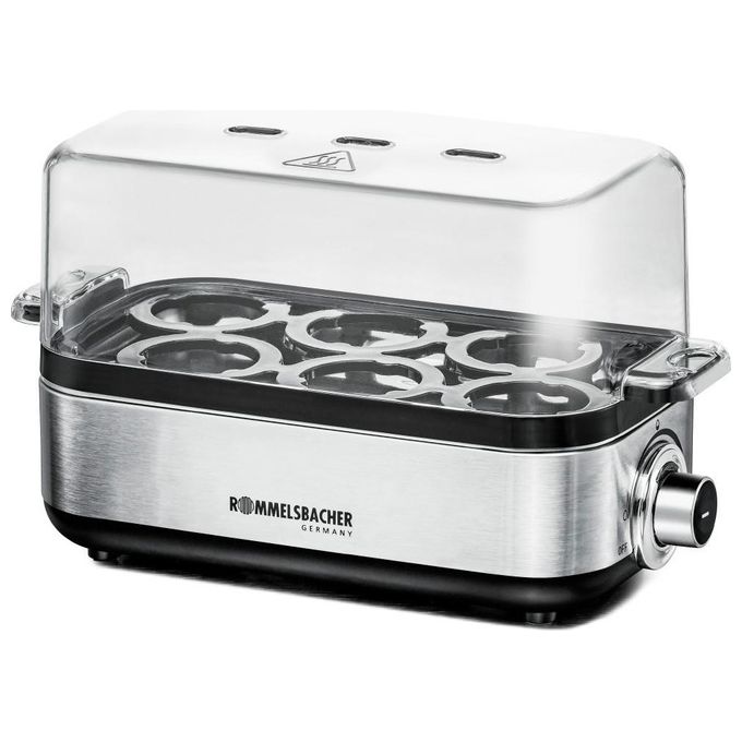 Rommelsbacher ER600 Cuociuova 6 Uova 400W Timer Elettronico Segnale Acustico Protezione Surriscaldamento colore Nero