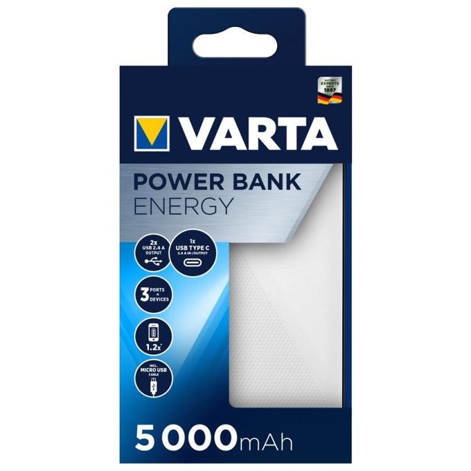 Varta Power Bank Energy 5000 5.000mAh 2xUsb A 1xUsb C