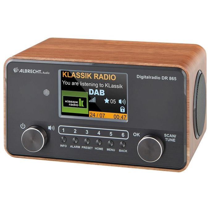 Albrecht DR 865 Radio Digitale Portatile Senior DAB+ FM Bluetooth 5.0 14 W Display TFT 4'' colore Marrone Nero