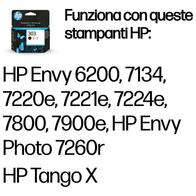 HP 303, Cartuccia Inchiostro Originale Nero, Resa Standard, 200 Pagine