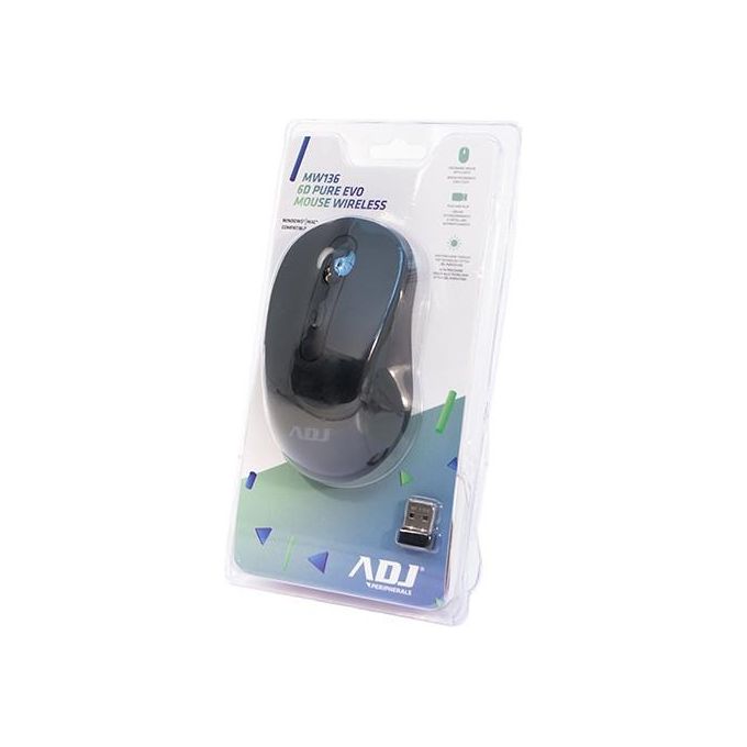 ADJ MW136 Pure Evo Mouse Wireless Ottico 6 Tasti 3600 DPI colore Nero