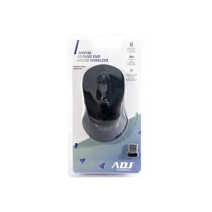 ADJ MW136 Pure Evo Mouse Wireless Ottico 6 Tasti 3600 DPI colore Nero