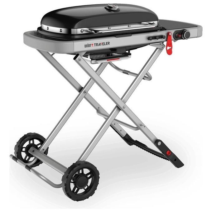 Weber 9010053 Traveler Barbecue a Gas Portatile 1 Bruciatore 3800 W Griglia Ghisa Smaltata 2065 cm² colore Nero