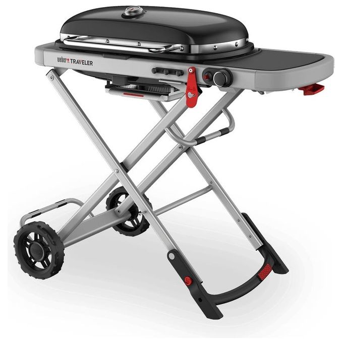 Weber 9010053 Traveler Barbecue a Gas Portatile 1 Bruciatore 3800 W Griglia Ghisa Smaltata 2065 cm² colore Nero