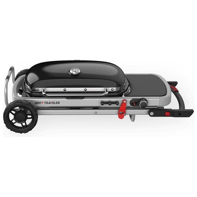 Weber 9010053 Traveler Barbecue a Gas Portatile 1 Bruciatore 3800 W Griglia Ghisa Smaltata 2065 cm² colore Nero