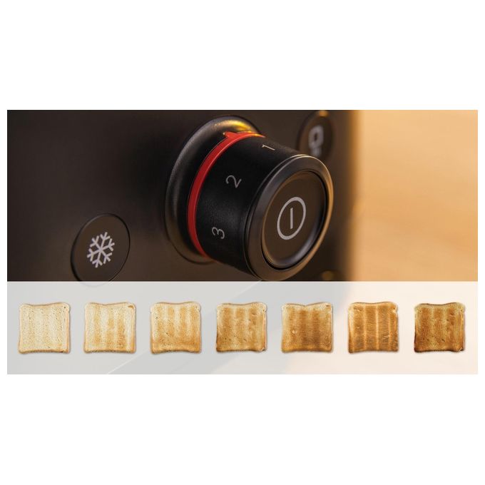 Bosch TAT3M123 Tostapane Compatto MyMoment 2 Fette 950 W Funzione Scongelamento Riscaldamento Vassoio Raccogli Briciole colore Nero