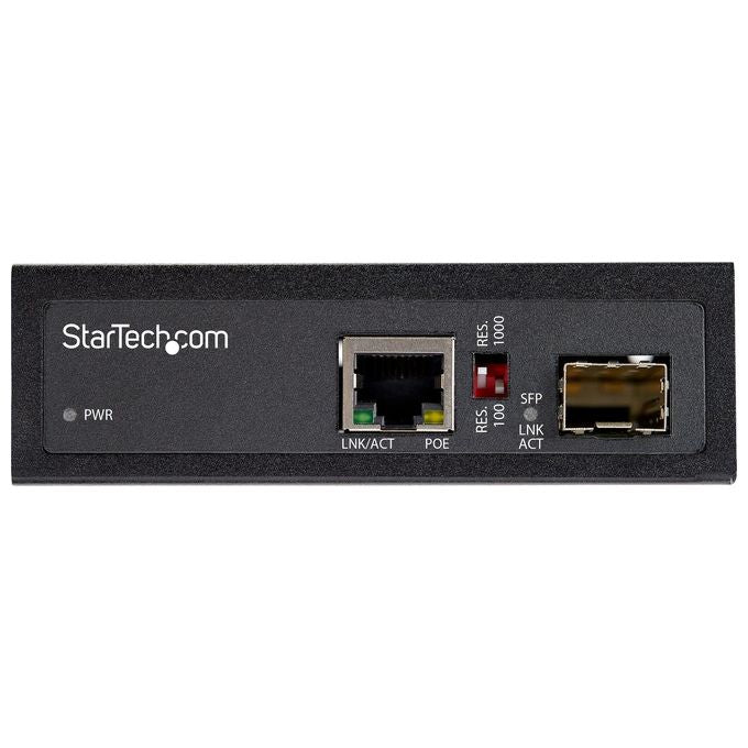 StarTech IMC1GSFP60W Convertitore Media Fibra a Ethernet Gigabit PoE+ 60W SFP a RJ45 Montaggio DIN IP30 -40°C a 75°C colore Nero