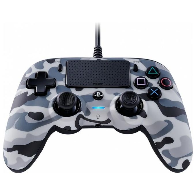 NACON PS4OFCPADCAMGREY Controller Wired Compact Edition Cablato per PS4 e PC con Touchpad Vibrazione LED Stato Giocatore e Ingresso Jack 3,5 mm colore Camouflage Grigio