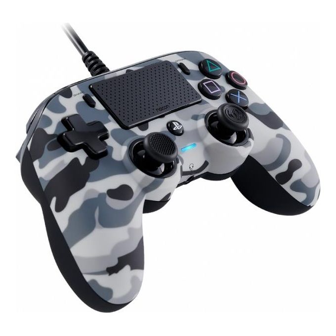 NACON PS4OFCPADCAMGREY Controller Wired Compact Edition Cablato per PS4 e PC con Touchpad Vibrazione LED Stato Giocatore e Ingresso Jack 3,5 mm colore Camouflage Grigio