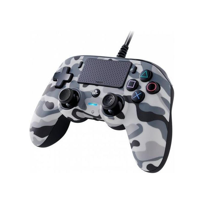 NACON PS4OFCPADCAMGREY Controller Wired Compact Edition Cablato per PS4 e PC con Touchpad Vibrazione LED Stato Giocatore e Ingresso Jack 3,5 mm colore Camouflage Grigio