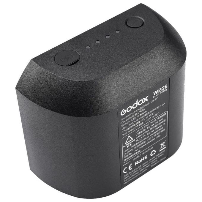Godox WB26 Batteria Ricaricabile per Flash AD600Pro 28,8V 2600mAh circa 360 lampi a piena potenza tempo di riciclo 0,01-0,9 secondi colore Nero