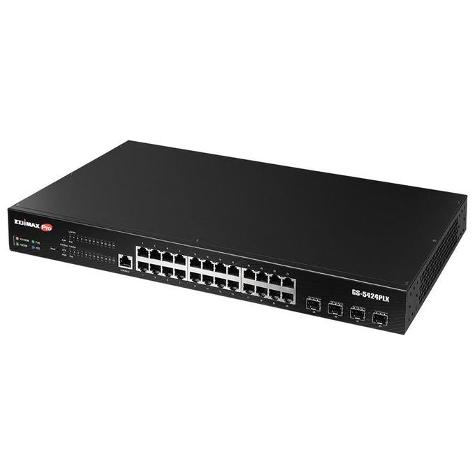 Edimax GS-5424PLX Switch Web Smart di Sorveglianza 24 Porte Gigabit PoE+ con 4 Uplink 10GbE SFP+ colore Nero