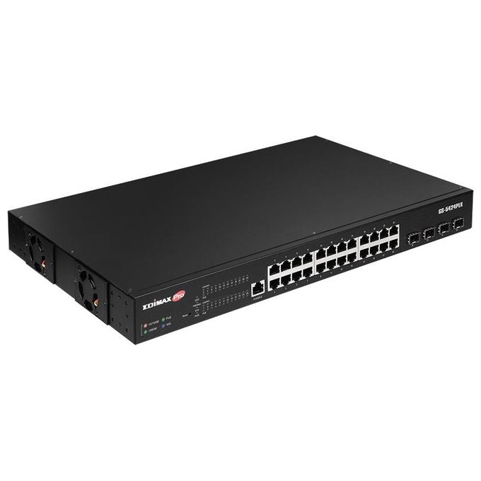 Edimax GS-5424PLX Switch Web Smart di Sorveglianza 24 Porte Gigabit PoE+ con 4 Uplink 10GbE SFP+ colore Nero
