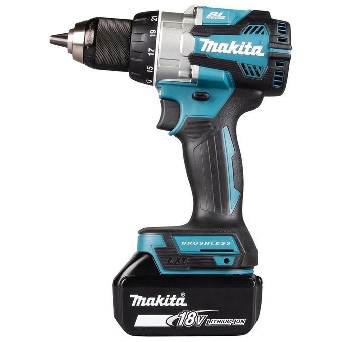 Makita DDF489RTJ Trapano avvitatore a batteria 18V motore brushless 21 posizioni coppia 174x81x261 mm colore Nero Blu Acciaio