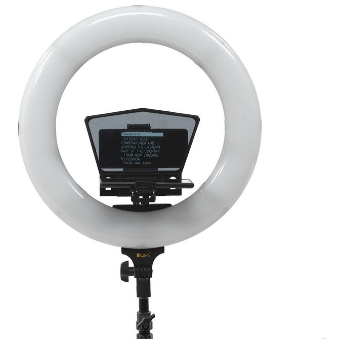 Ikan HS-PROMPTER-RL HomeStream Teleprompter per Smartphone con Anello Luminoso 18'' Bi-Color 3200K-5600K CRI:95 Telecomando Bluetooth colore Nero