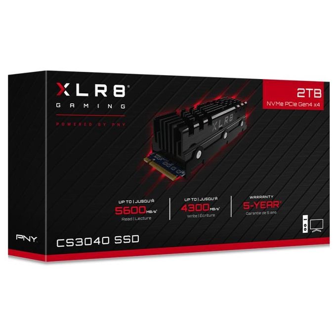PNY CS3040HS2TB XLR8 CS3040 SSD Interno M.2 PCI Express 4.0 NVMe 2TB con Dissipatore di Calore colore Nero