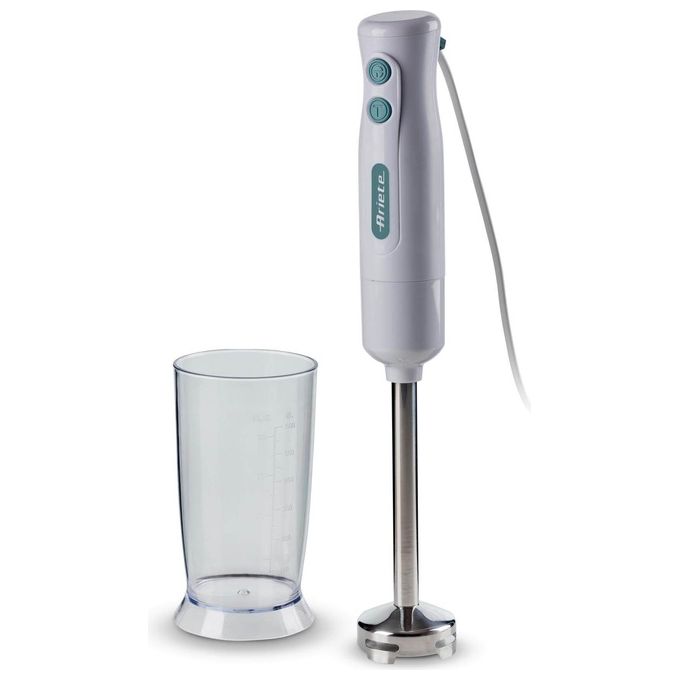 Ariete 601 Hand Blender Breakfast Frullatore ad Immersione 700W 2 Velocita' Lama in Acciaio Inox Gamba Removibile Bicchiere Trasparente Bianco