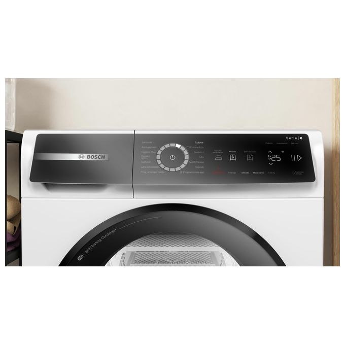 Bosch WQB245B0IT Serie 8 Asciugatrice Pompa di Calore 9 Kg Classe C Condensatore Autopulente Home Connect SmartDry (84x60x61 cm) colore Bianco