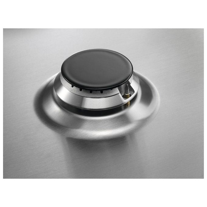 Aeg HGB75400SM Piano Cottura a Gas 75cm 5 Bruciatori 1 Bruciatore Wok Tripla Corona Inox con Cruscotto Comandi in Cristallo